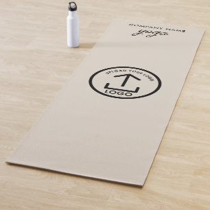 Tapis De Yoga Moderne Simple Business Logo Salle De Sport Beige