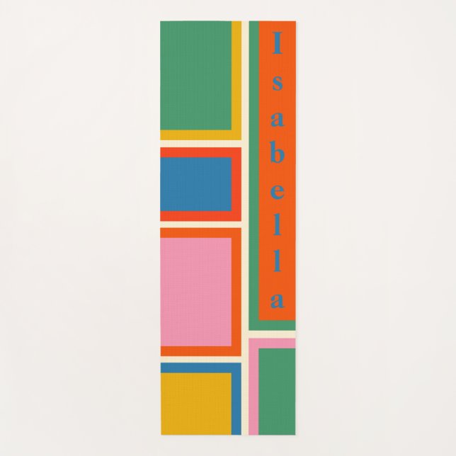 Tapis De Yoga Modulaire Rétro Moderne Géométrique Personnalisé Y (Devant)