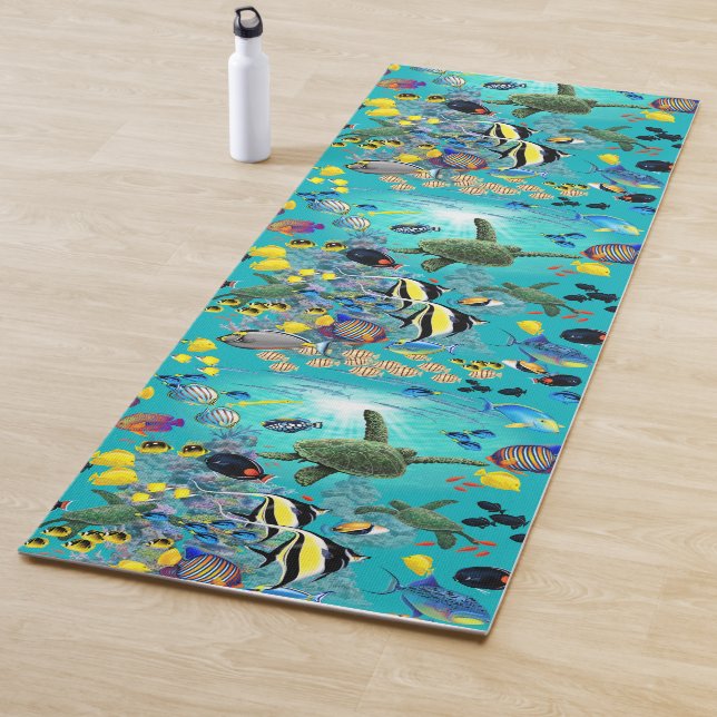 Tapis De Yoga Molokini Cove Hawaiian Tropical Fish Sea Turtle (En situation)