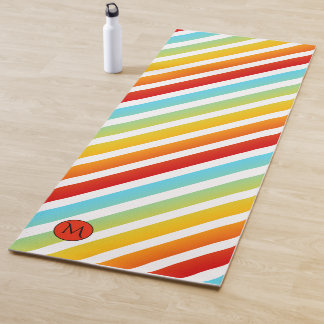 Tapis De Yoga Monogramme Arc-en-ciel strié Yoga personnalisé Mat