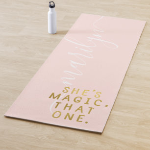Tapis De Yoga Monogramme Blush Rose Gold Girl Power She's Magic