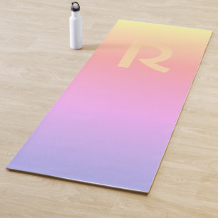 Tapis De Yoga Monogramme Couleur de coucher de soleil rose moder