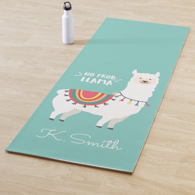 Tapis De Yoga Monogramme Cute Funny Alpaca No Prob Llama (En situation)