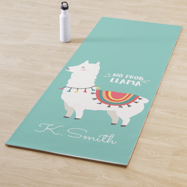 Tapis De Yoga Monogramme Cute Funny Alpaca No Prob Llama (En situation)
