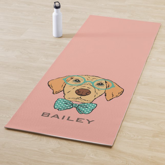 Tapis De Yoga Monogramme Cute & Funny Labrador Retriever Hipster (En situation)