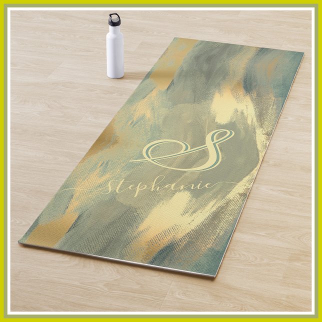 Tapis De Yoga Monogramme de 3 couleurs Yoga M vert moderne (Créateur téléchargé)
