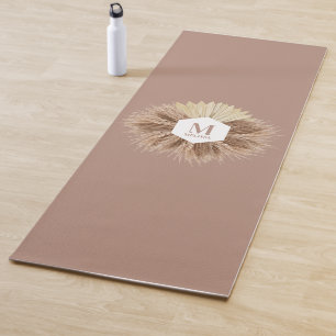 Tapis De Yoga Monogramme de couleurs neutres rustiques chaudes