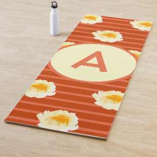Tapis De Yoga Monogramme de fleur rétro