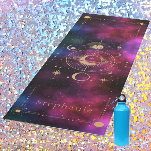 Tapis De Yoga Monogramme de l'Univers céleste Parties scintillan (Celestial Gold Universe Yoga Mat)