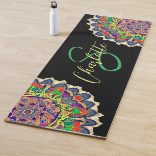 Tapis De Yoga Monogramme de mandala rouge et vert Yoga Mat