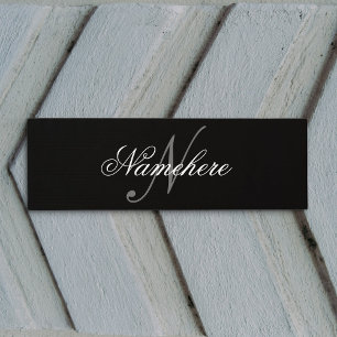 Tapis De Yoga Monogramme de nom noir et blanc personnalisé uniqu