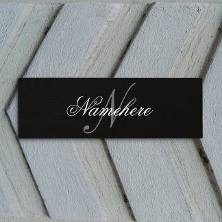 Tapis De Yoga Monogramme de nom noir et blanc personnalisé uniqu