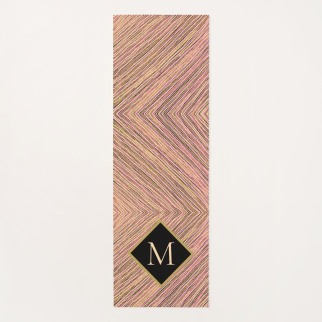 Tapis De Yoga Monogramme de Parties scintillant d'or Abstrait St (Devant)