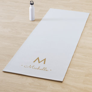 Tapis De Yoga Monogramme de style moderne or poussiéreux bleu or