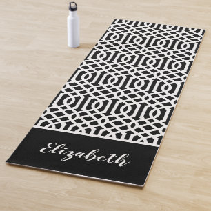 Tapis De Yoga Monogramme de Trellis noir et blanc Couleurs mod