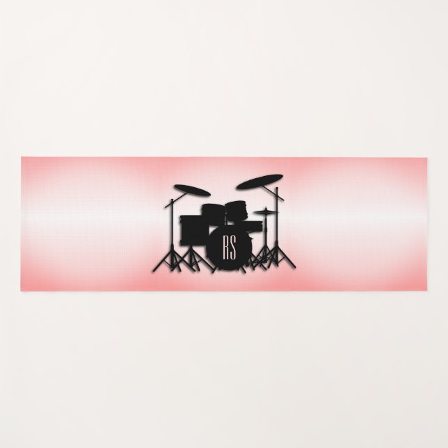 Tapis De Yoga Monogramme Ensemble de tambour rose (Devant (Horizontal))