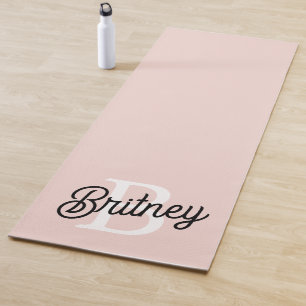 Tapis De Yoga Monogramme et nom personnalisé moderne Pastel Pink