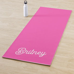 Tapis De Yoga Monogramme et nom personnalisés Hot Pink moderne