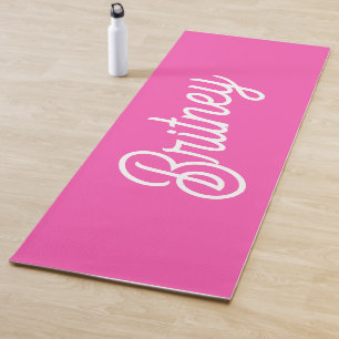 Tapis De Yoga Monogramme et nom personnalisés Hot Pink moderne