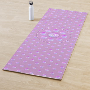Tapis De Yoga Monogramme et pois élégants sur violet 