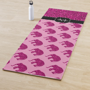 Tapis De Yoga Monogramme étincelant rose étincelant