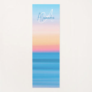 Tapis De Yoga Monogramme Feminine Pastel Beach Sunset Custom