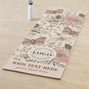 Tapis De Yoga Monogramme floral botanique de fleurs sauvages à l