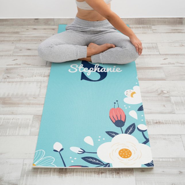 Tapis De Yoga Monogramme floral moderne (Créateur téléchargé)