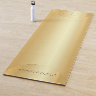 Tapis De Yoga Monogramme Gold Faux personnalisé et élégant Fi