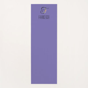 Tapis De Yoga Monogramme initial F aquarelle fleur lavande