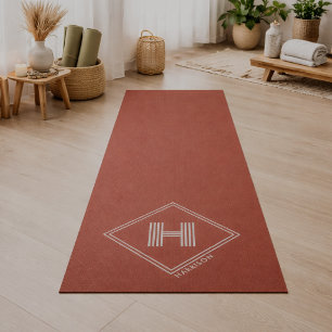 Tapis de Yoga Monogramme Initial Géométrique Élé