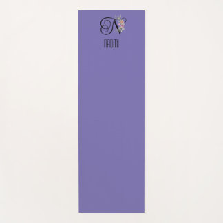 Tapis De Yoga Monogramme initiale aquarelle fleur lavande