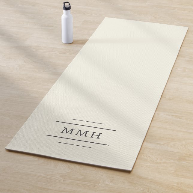 Tapis De Yoga Monogramme Ivoire Élégant Simple (Créateur téléchargé)