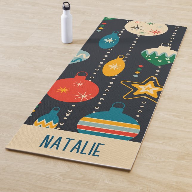 Tapis De Yoga Monogramme joli contraste marine et beige Ornement (En situation)