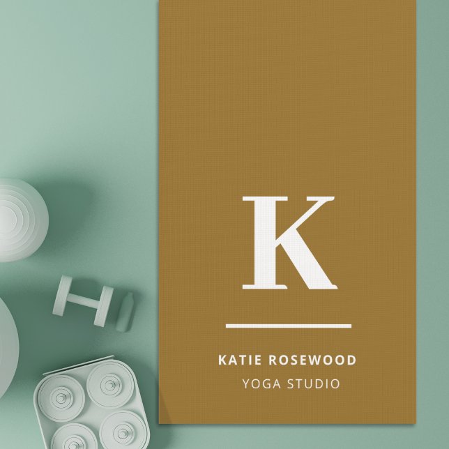 Tapis De Yoga Monogramme Luxe minimal Élégant Or (Créateur téléchargé)