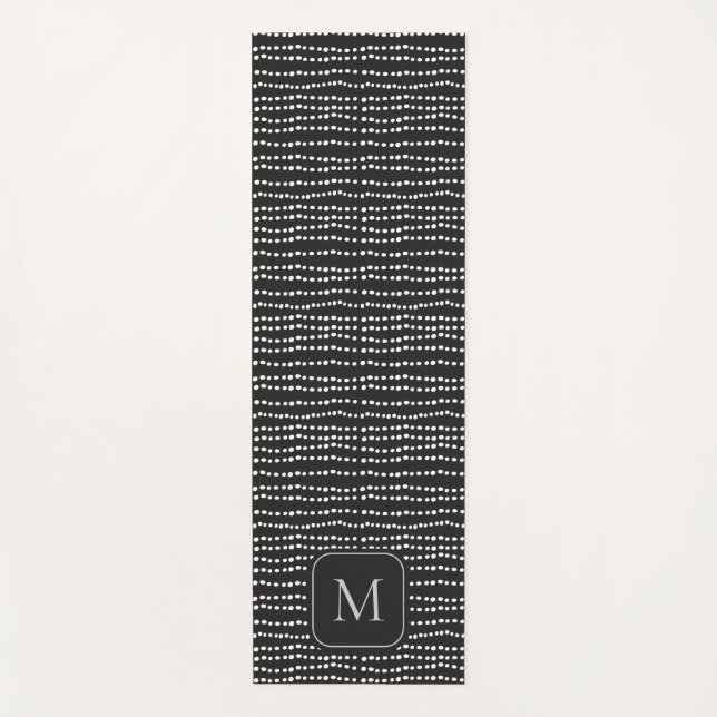 Tapis De Yoga Monogramme minimal moderne Pot noir & blanc (Devant)