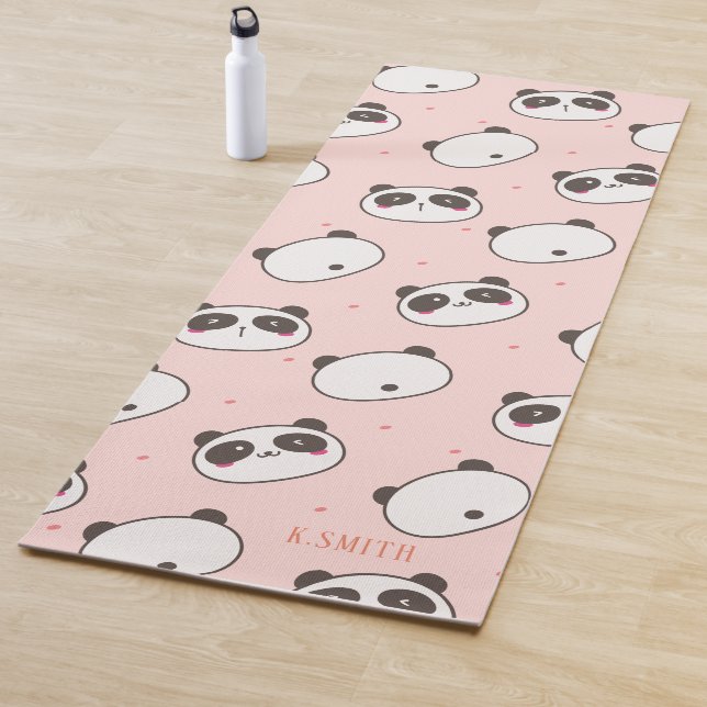 Tapis De Yoga Monogramme Moderne Cute Panda Motif (En situation)