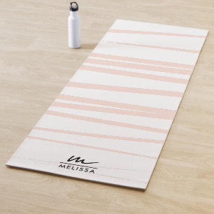 Tapis De Yoga Monogramme moderne Lignes rose pâle Art Abstrait