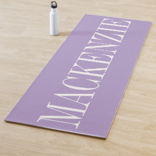 Tapis De Yoga Monogramme Moderne Minimaliste Lavande Blanc