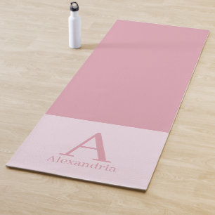 Tapis De Yoga Monogramme moderne Nom rose minimal