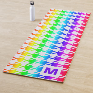 Tapis De Yoga Monogramme moderne Rainbow Ombre Houndstooth Motif