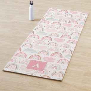 Tapis De Yoga Monogramme Motif arc-en-ciel de Whimsical