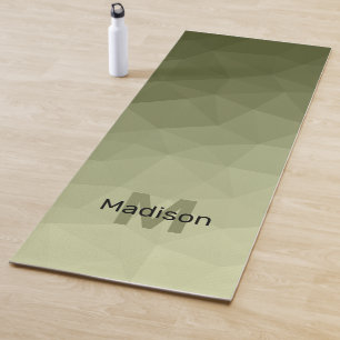 Tapis De Yoga Monogramme motif de la géométrie verte claire de l