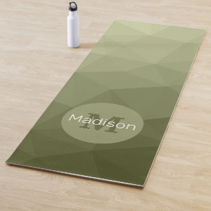 Tapis De Yoga Monogramme motif de maillage de géométrie verte de