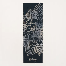 Monogramme Noir & Bleu Mandala Motif Yoga Mat