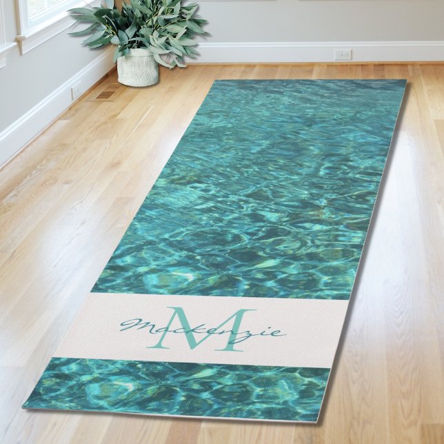Tapis De Yoga Monogramme Nom Turquoise  (Créateur téléchargé)