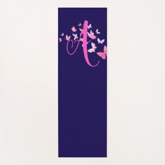 Tapis De Yoga Monogramme Papillon bleu rose