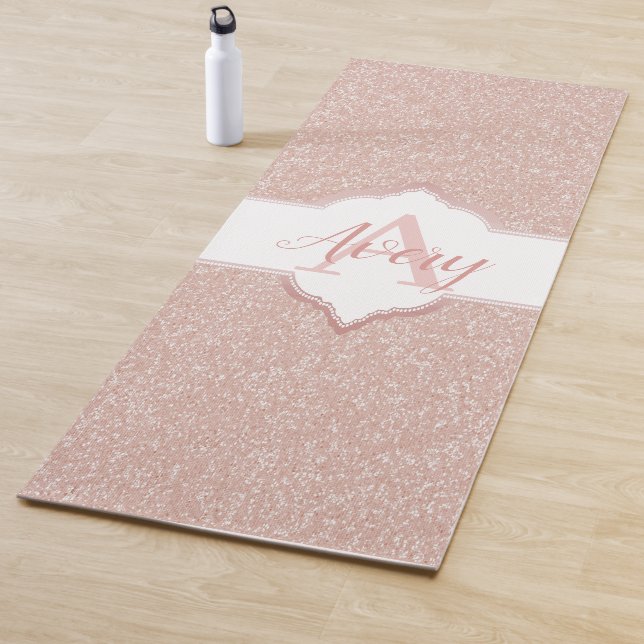 Tapis De Yoga Monogramme Parties scintillant rose (En situation)