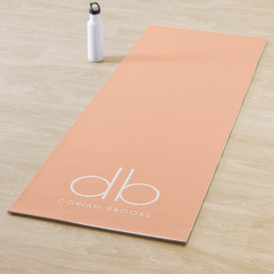 Tapis De Yoga Monogramme Pêche Élégante Moderne Minimaliste Yoga