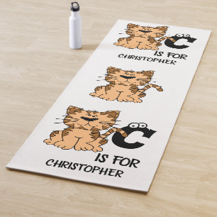 Tapis De Yoga monogramme personnalisé C est pour chats chaton ch